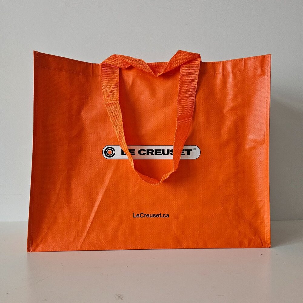 New LE CREUSET Orange 4 Strap Heavy Duty Canvas Reusable Shopping, Gym Bag Tote - Picture 2 of 5